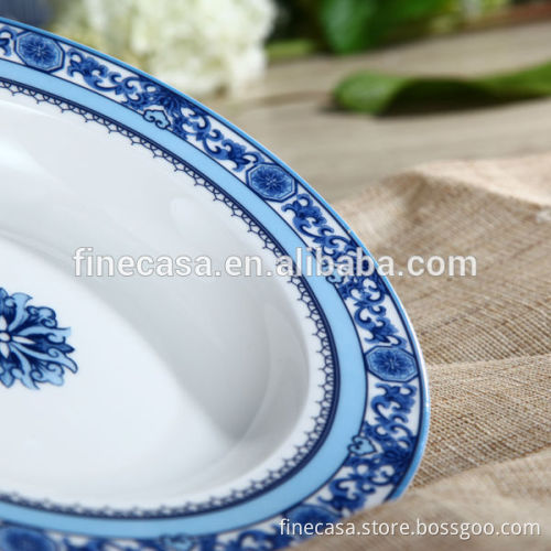 8.5 Inches Porcelain Soup Plate set of Blue in China